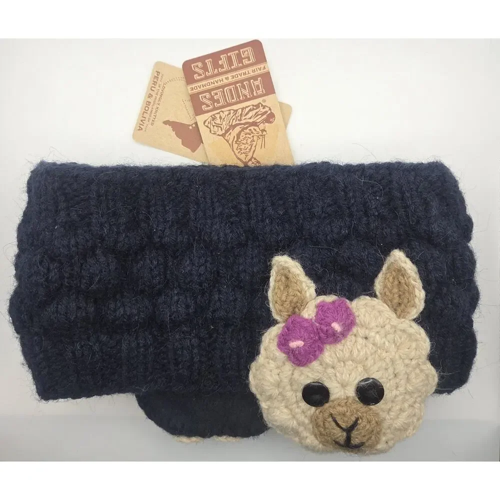 Alpaca Llama Ear Warmer Handcrafted Andes Gifts NWT